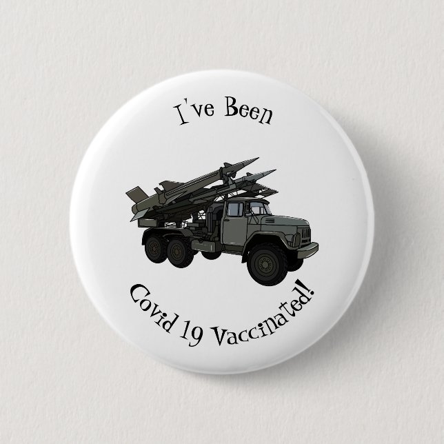 Missile vehicle cartoon illustration 6 cm round badge (Front)