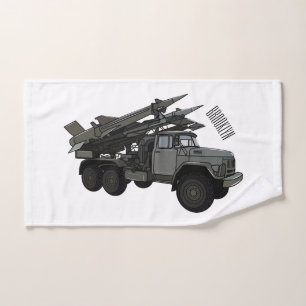 Missile vehicle cartoon illustration bath towel set