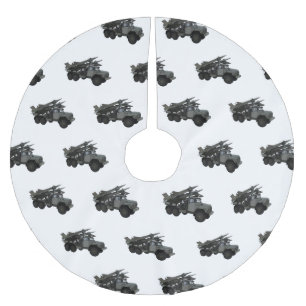 Missile vehicle cartoon illustration brushed polyester tree skirt