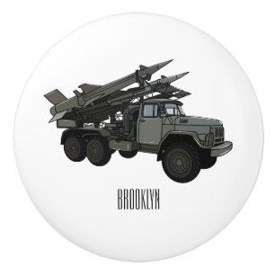 Missile vehicle cartoon illustration ceramic knob