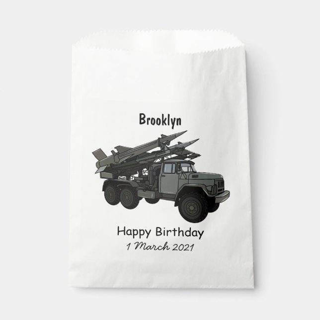 Missile vehicle cartoon illustration favour bags (Front)