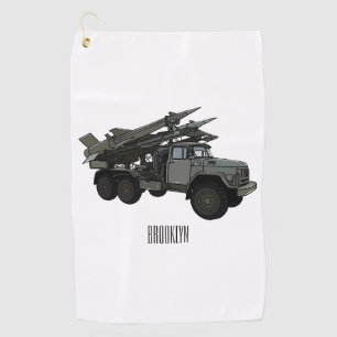 Missile vehicle cartoon illustration golf towel