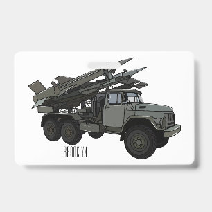 Missile vehicle cartoon illustration ID badge
