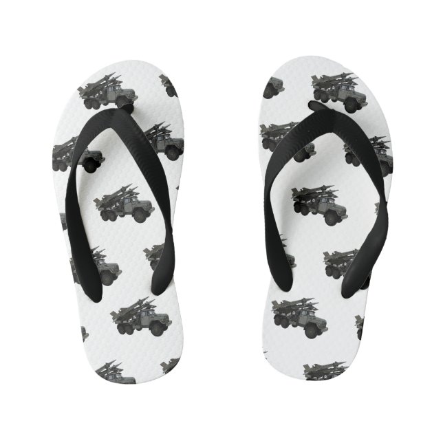 Missile vehicle cartoon illustration kid's jandals (Footbed)