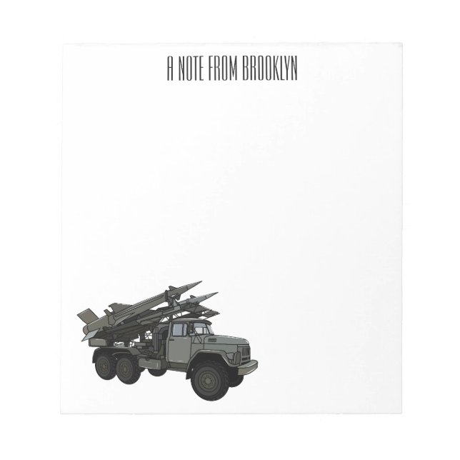 Missile vehicle cartoon illustration notepad (Front)