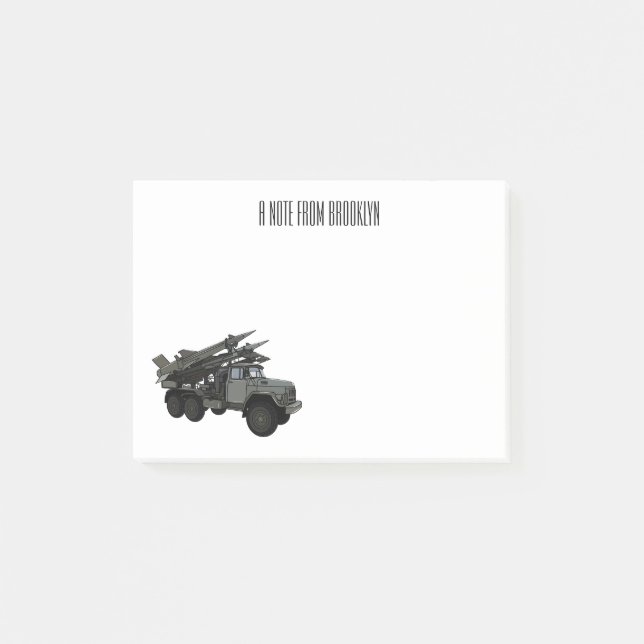 Missile vehicle cartoon illustration post-it notes (Front)
