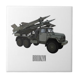 Missile vehicle cartoon illustration tile