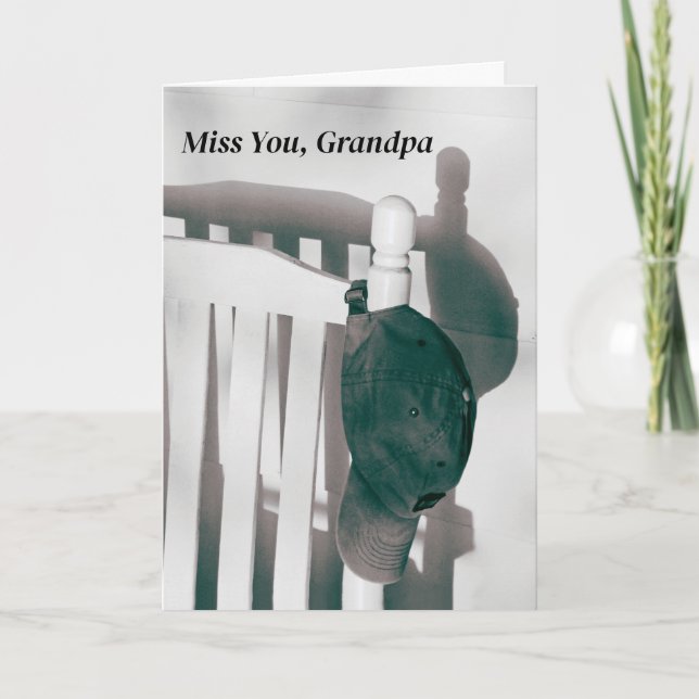 Missing Grandpa Cap and Rocking Chair Shadow Card (Front)