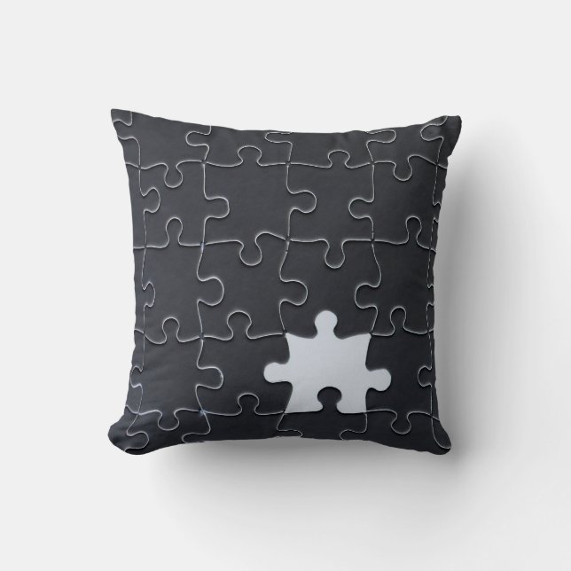 Missing Jigsaw Puzzle Piece black Cushion (Front)
