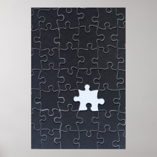 Missing Jigsaw Puzzle Piece black Poster