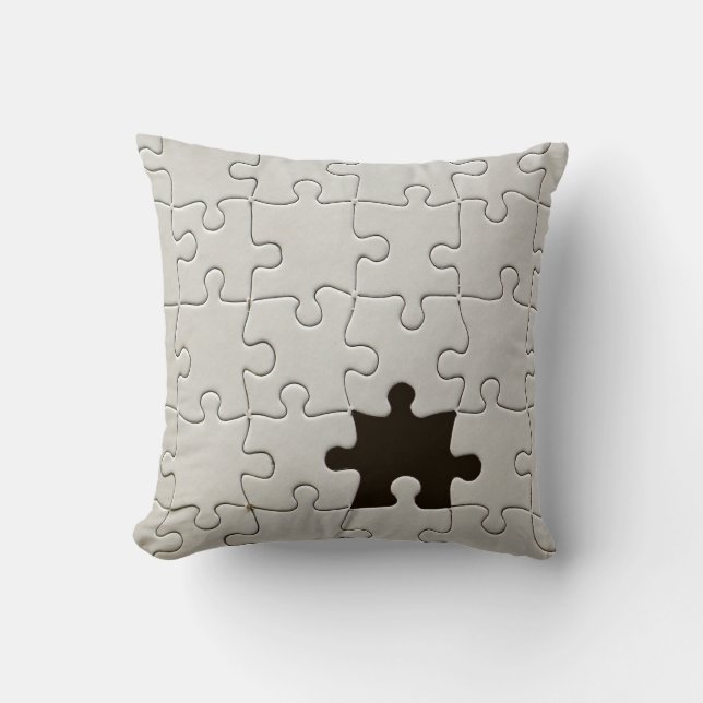 Missing Jigsaw Puzzle Piece White Cushion (Front)