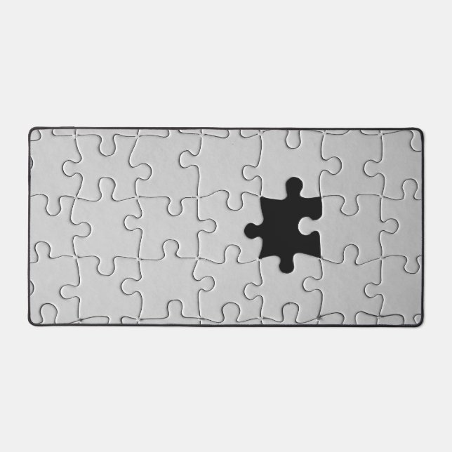 Missing Jigsaw Puzzle Piece White Desk Mat (Front)