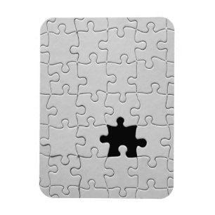 Missing Jigsaw Puzzle Piece White Magnet