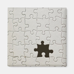 Missing Jigsaw Puzzle Piece White Magnet