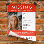 Missing Person | Modern Red Photo Poster Flyer<br><div class="desc">A simple missing person flyer template, to help spread awareness in the search of a missing person. The text is easy to personalise including name, age, missing date, place last seen, reward or ther information. There is space to include a large phone number and email address or website and call...</div>