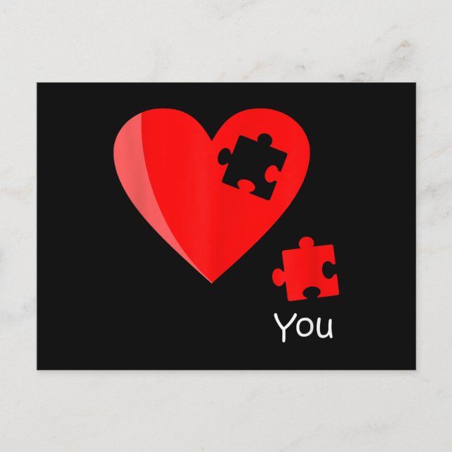 Missing Piece Heart Puzzle Valetines Day Shirt Gif Holiday Postcard (Front)