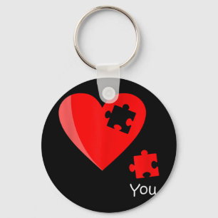 Missing Piece Heart Puzzle Valetines Day Shirt Gif Key Ring