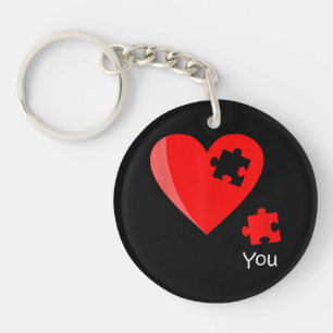 Missing Piece Heart Puzzle Valetines Day Shirt Gif Key Ring