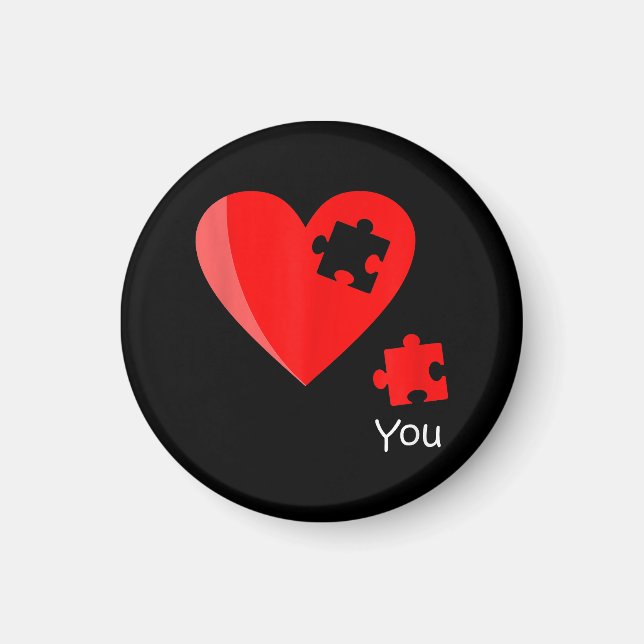 Missing Piece Heart Puzzle Valetines Day Shirt Gif Magnet (Front)