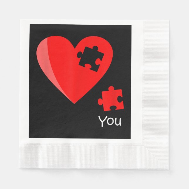 Missing Piece Heart Puzzle Valetines Day Shirt Gif Napkin (Front)