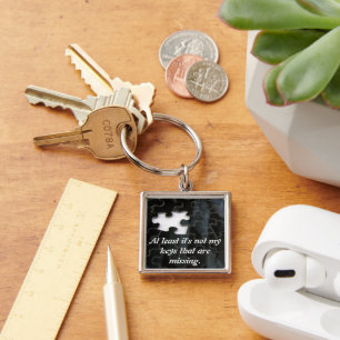 Missing Puzzle Piece Black White Photo Custom Key Ring