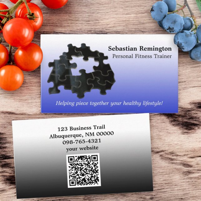 Missing Puzzle Piece QR Code Template Business Card (business card template front and back with QR code)