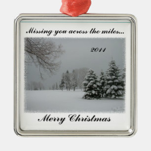 Missing You Across the Miles-Merry Christmas Metal Tree Decoration