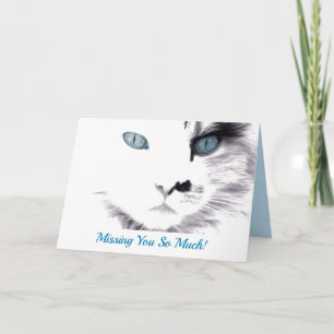 Missing You Blue Eyed Cat Note Card