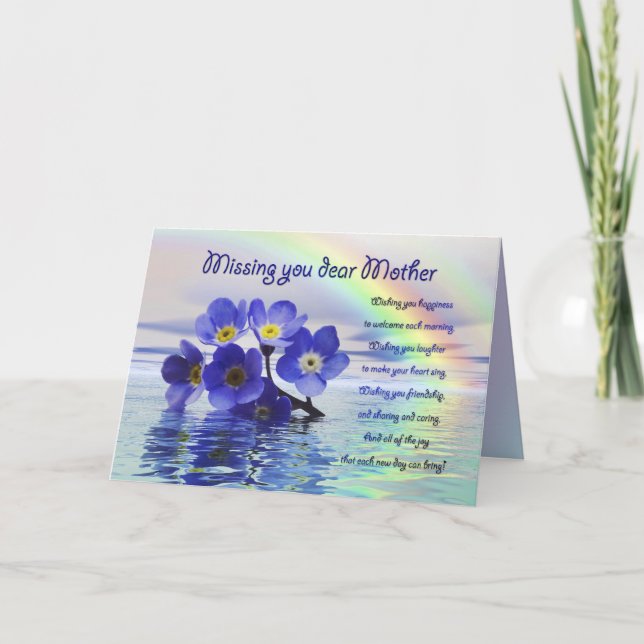 Missing you card for Mother with forget me nots (Front)