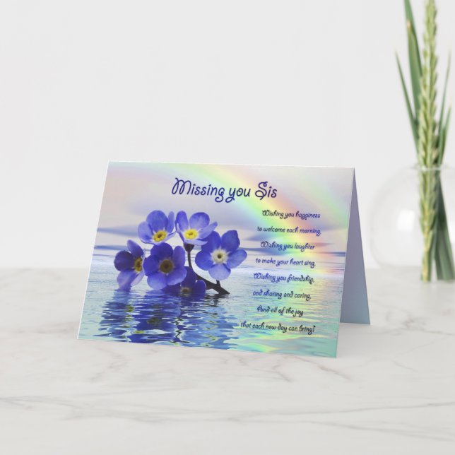 Missing you card for sis with forget me nots (Front)