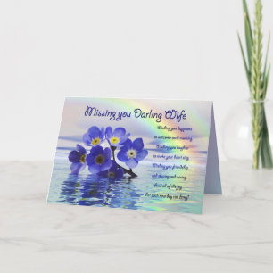 Missing you card for wife with forget me nots