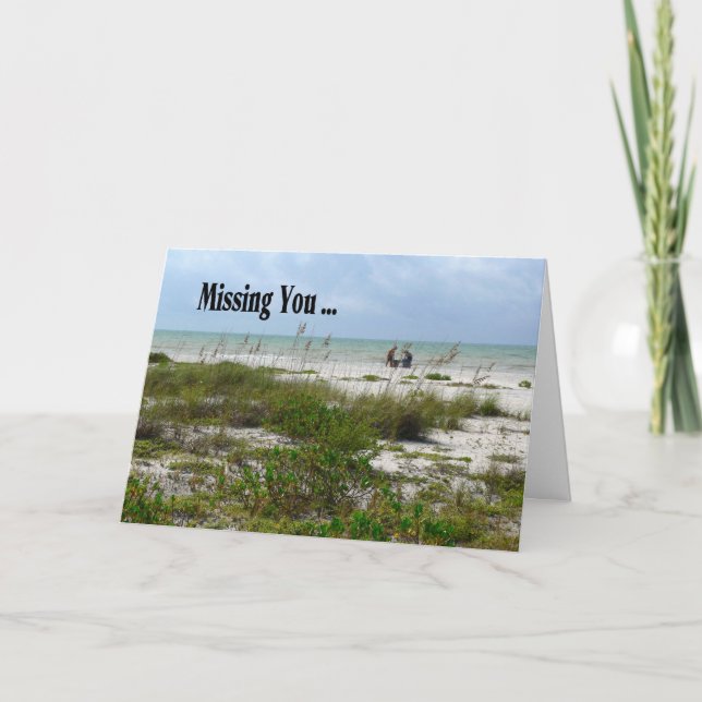 Missing You Card with Beach Scenic. (Front)