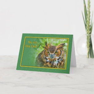 Missing You Card with Great Horned Owl