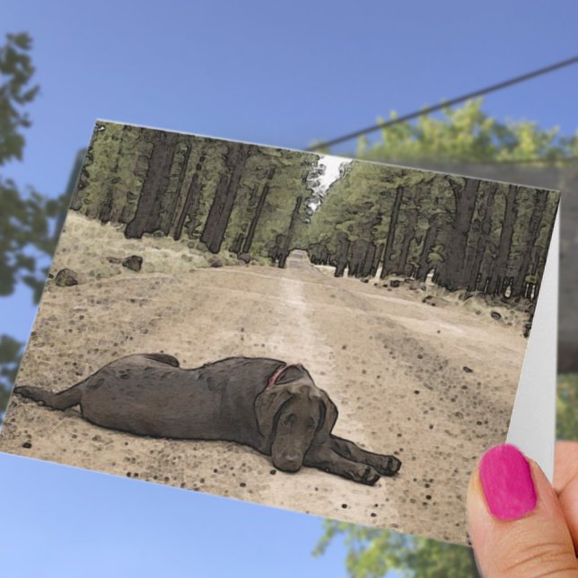 Missing You Chocolate Lab on Forest Trail Template (Creator Uploaded)