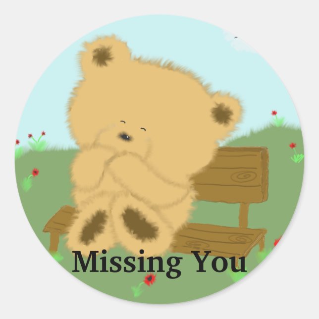 , Missing You Classic Round Sticker (Front)