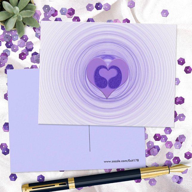 Missing You Double Purple Heart Spiral Art Postcard (Creator Uploaded)