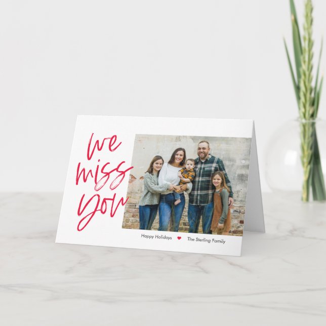 Missing You Editable Colour Holiday Photo Card (Front)