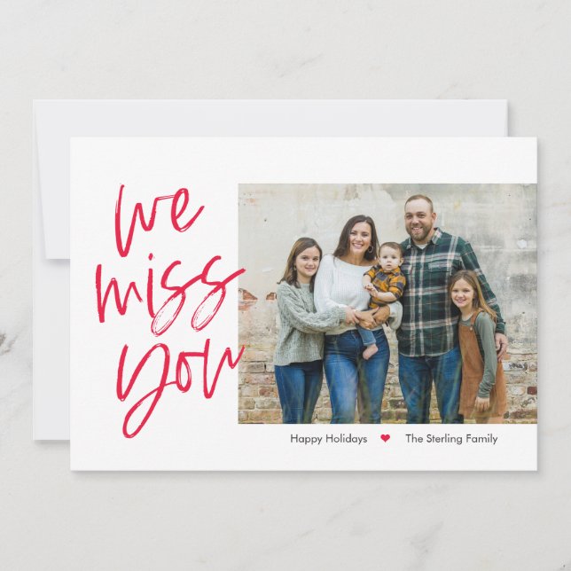 Missing You Editable Colour Holiday Photo Card (Front)