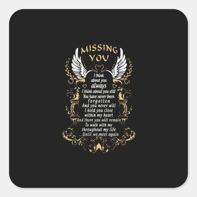 missing you i think about you always i think about square sticker (Front)