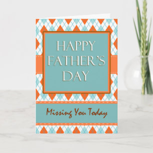 Missing You on Father's Day, Argyle Design Card