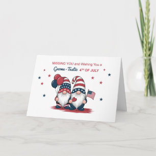 Missing You on Fourth of July Cute Patriotic Gnome Card