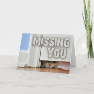 Missing You Peeking Kitty Card