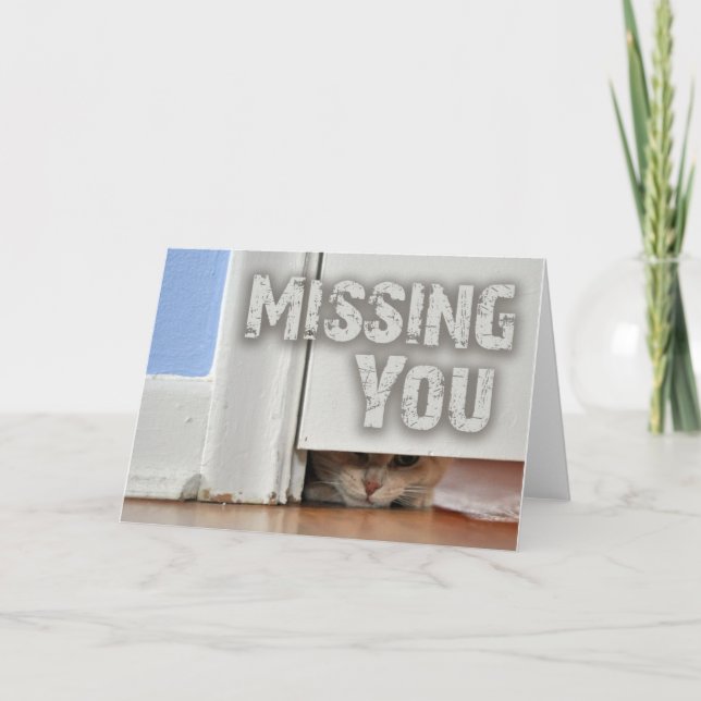 Missing You Peeking Kitty Card (Front)