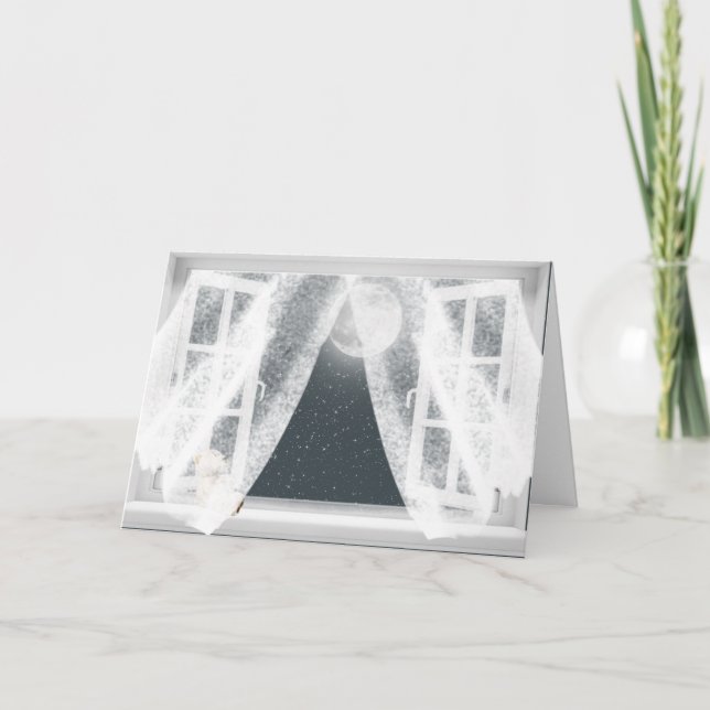 Missing You Teddy Bear in Window Card (Front)