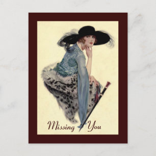 Missing You Twenties Glamour Postcard
