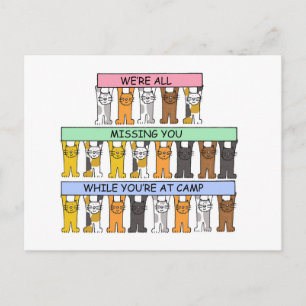 Missing You While You're at Camp Cartoon Cats Postcard