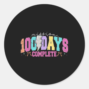 Mission 100 Days Complete Funny 100 Days Of School Classic Round Sticker