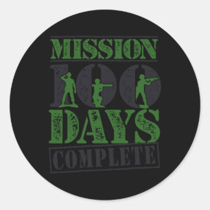 Mission 100 Days Complete Military Army School Gam Classic Round Sticker
