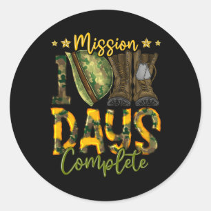 Mission 100 Days Of School Complete Boy Soldier St Classic Round Sticker