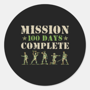 Mission 100 Days Of School Complete Student Boy So Classic Round Sticker